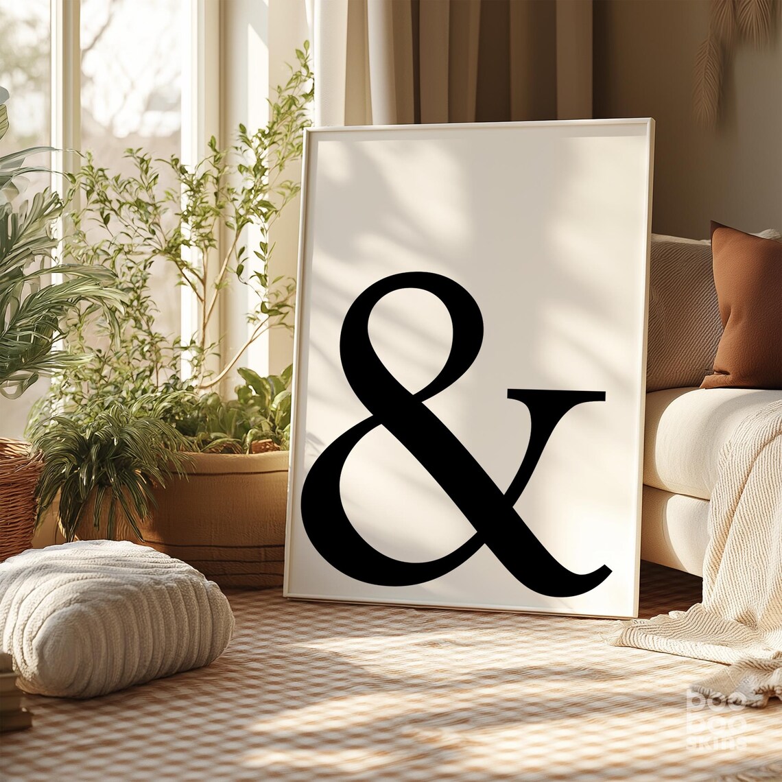 Scandi Style Ampersand Art Print, Monochrome Decor