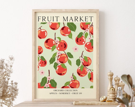 Fruit Market Apple Art Print Unframed Kitchen And Dining Room Food Wall Art Gallery Wall Home Decor