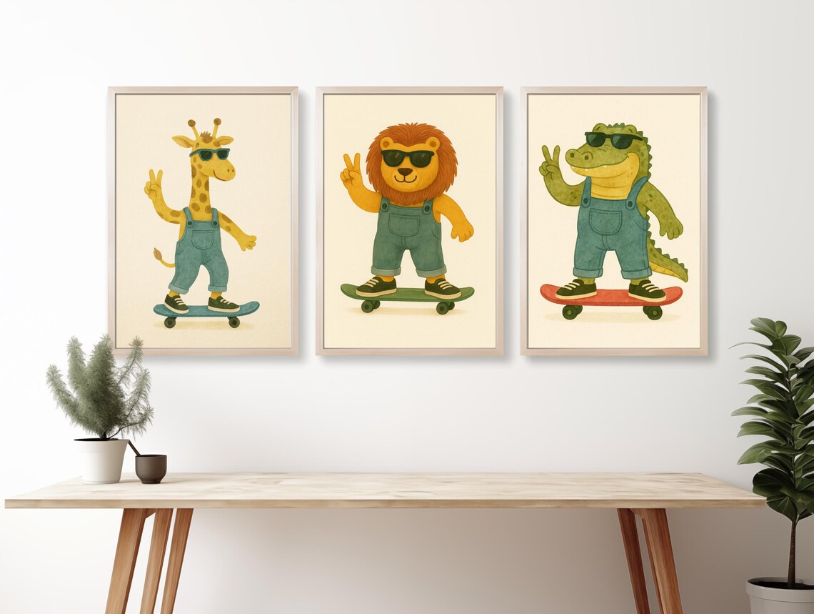 Cool Gator Skateboard Poster, Kids Room Nursery - Image 2