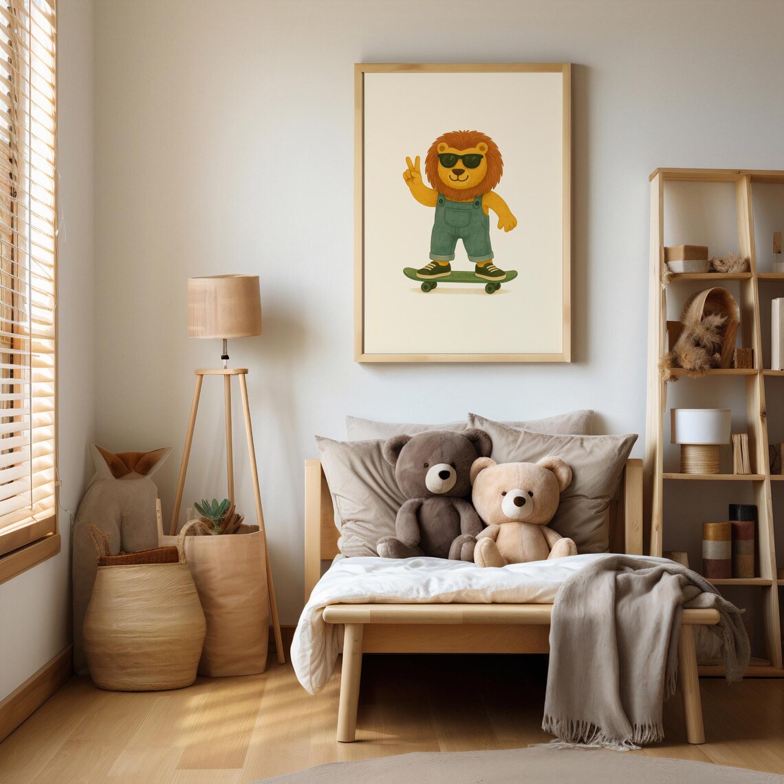 Cool Lion Skateboard Poster, Jungle Nursery Decor - Image 2