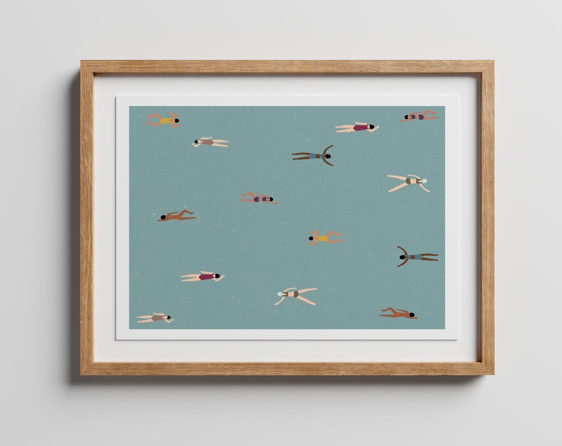 Tiny People In Swimming Pool Minimalist Art Print - Image 4
