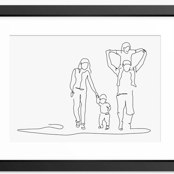 Family Print Family Line Art Family Illustration Family Portrait Mothers Day Gift Family Gift Wall Art Line Drawing Fathers Day Art