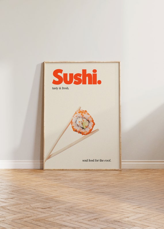 Sushi Retro Poster, Japanese Kitchen Art Print