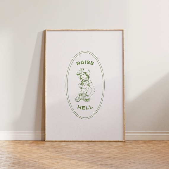 Cowgirl Poster Print, Retro Western Wall Art