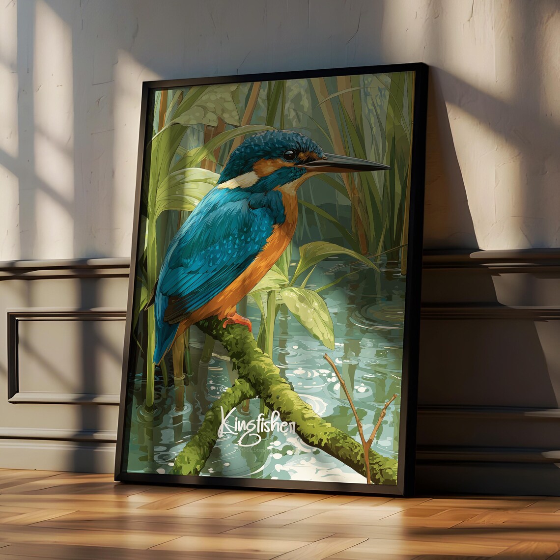 Kingfisher Framed Poster Colorful Bird Wall Art For Nursery