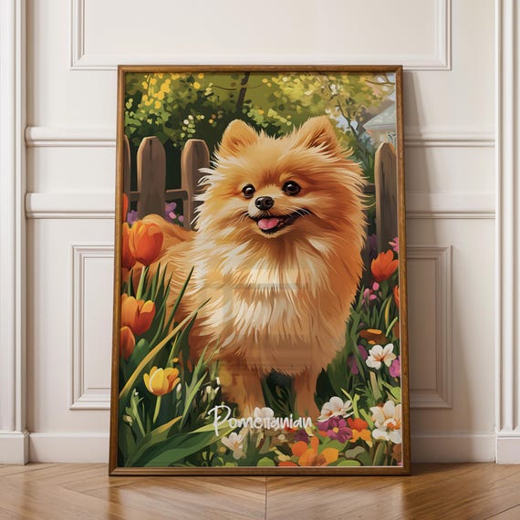 Pomeranian Dog Art Print Fluffy Pet Illustration