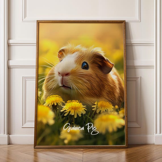 Guinea Pig Poster Wall Art Cute Animal Print For Pet Lovers Nursery Decor Gift Kids Small Enthusiasts