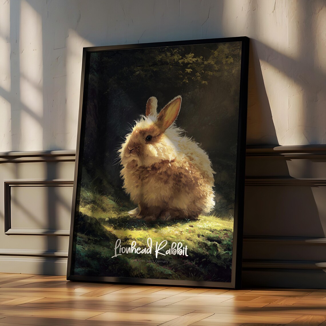 Lionhead Rabbit Art Print, Cute Bunny Nursery Decor