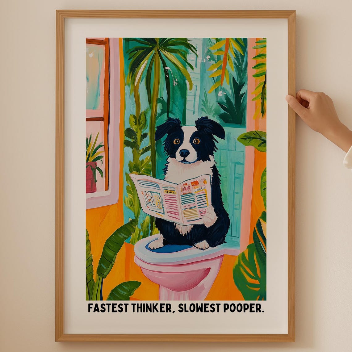 Fastest Thinker Slowest Pooper Border Collie Funny Toilet Poster