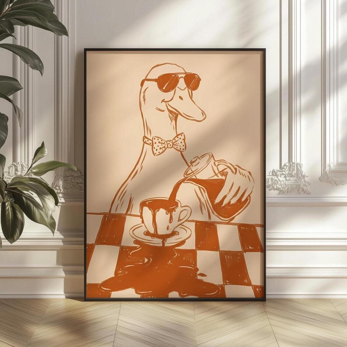 Funny Duck Coffee Print, Retro Diner Decor