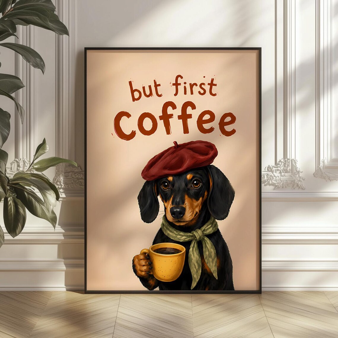 Dachshund Coffee Kitchen Funny Dog Poster