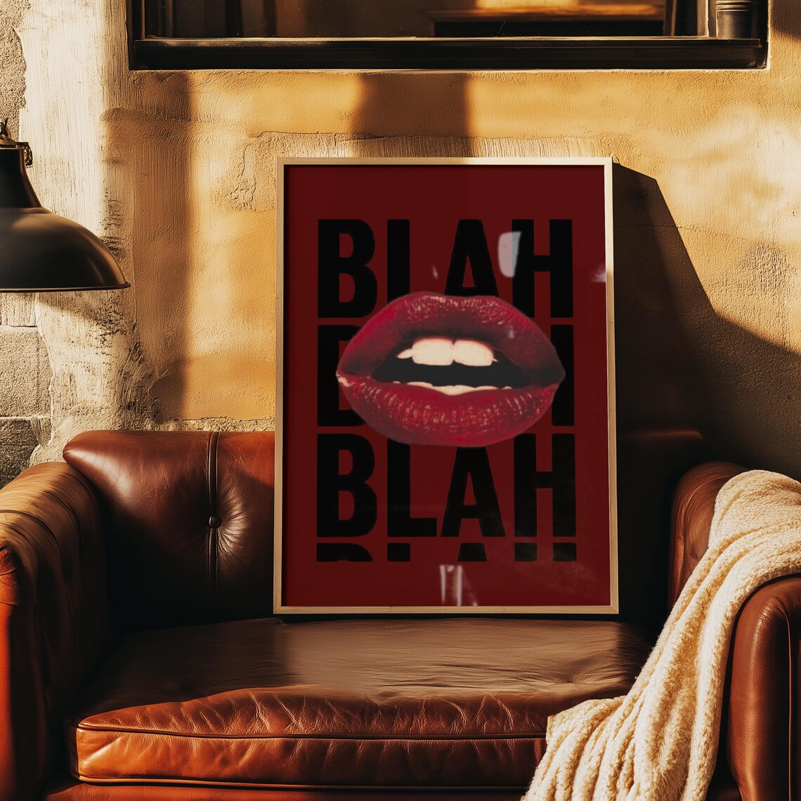 Red Lips Pop Art Poster, Girly Room Decor