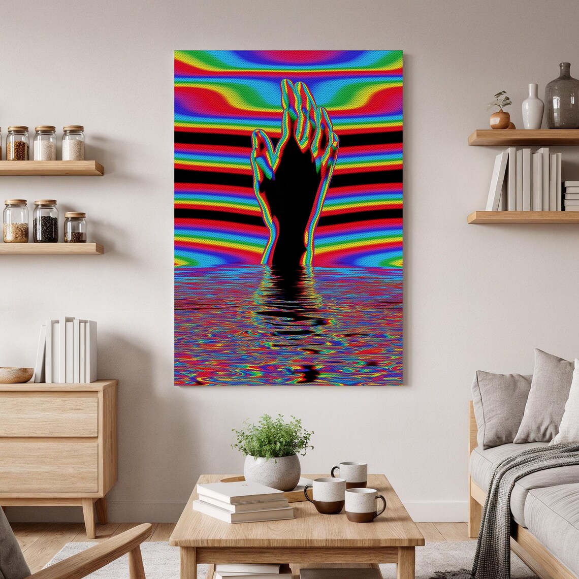Psychedelic Hand Art Print, Trippy Optical Illusion