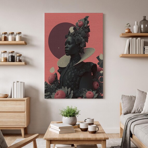 Afrofuturism Canvas Wall Art Modern African Portrait Print Bold Cultural Artwork Abstract Woman Contemporary Home