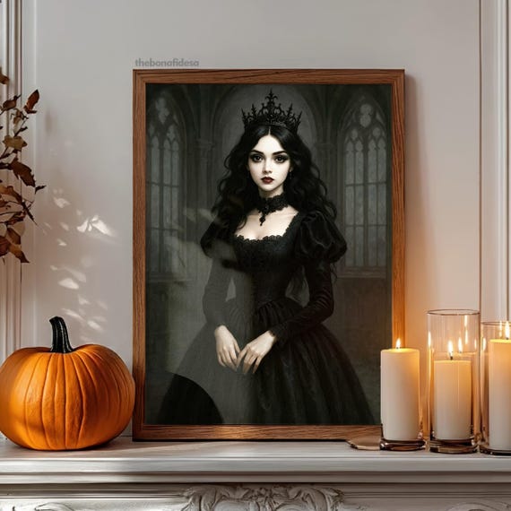 Gothic Princess Style Print Halloween Dark Academia Decor
