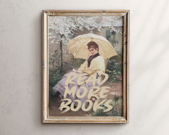 Read More Books Altered Art Print Woman with Parasol Vintage Garden