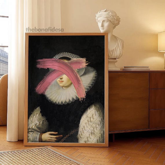 Maximalist Decorfun Altered Portraitfunny Renaissancealtered Classicfunny Portraitvintage Home Decorhistorical Wall Artbaroque Art