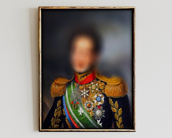 Blurred Face Military Officer Medals Portrait Altered Art Poster