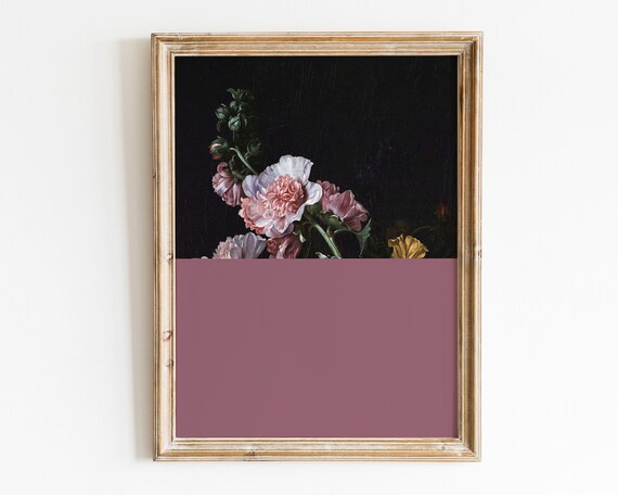 Floral Art Print Funky Wall Maximalist Decor Gallery Moody Flowers Feminine Colorful Vintage Oil Painting Altered