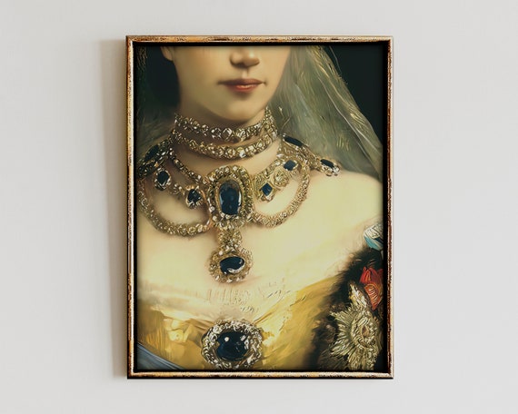 Baroque Art Altered Feminine Wall Woman Portrait Maximalist Print Eclectic Gallery Funky Home Decor Poster