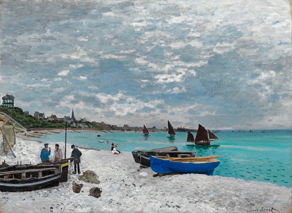 Claude Monet The Beach at Sainte Adresse 1867 Sailboats Impressionist Poster - Image 2