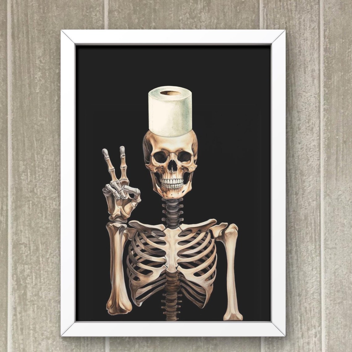 Skeleton Bathroom Halloween Art Print