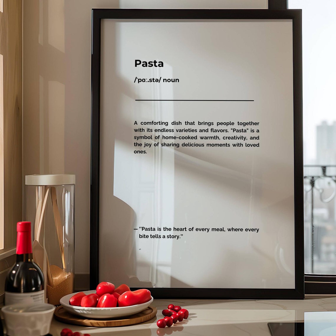 Pasta Definition Italian Comfort Food Kitchen Dictionary Poster