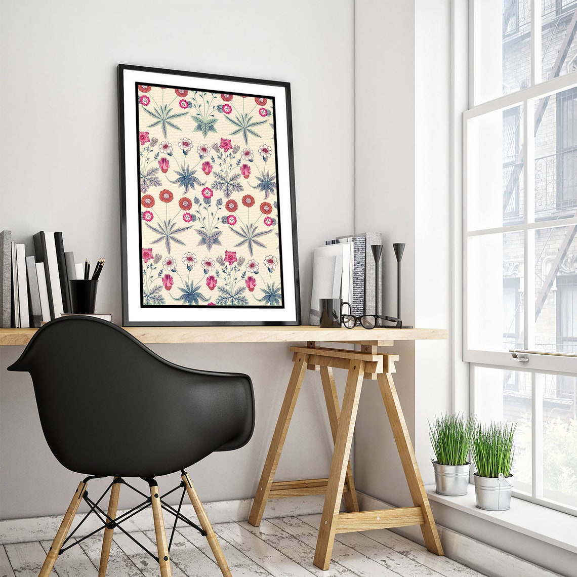 William Morris Daisy Pink Floral Pattern 1864 Vintage Wallpaper Print - Image 3