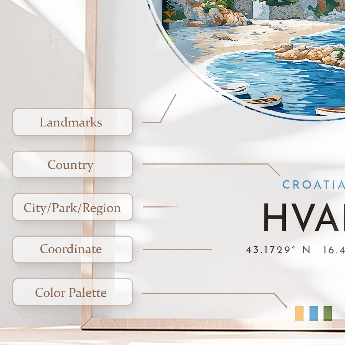 Hvar Croatia Adriatic Island Town Harbor Fortress Travel Poster - Image 2