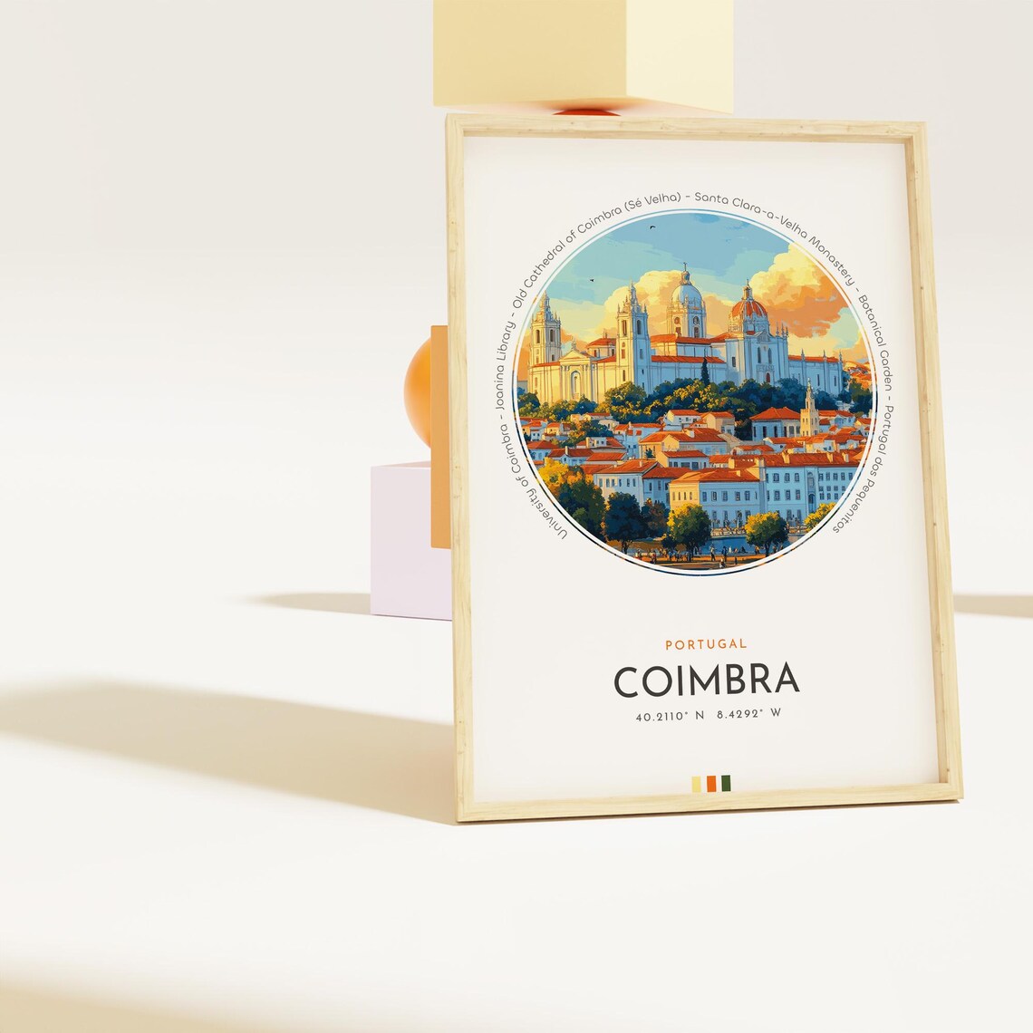 Coimbra Portugal University Cathedral Riverside View Travel Poster - Image 2