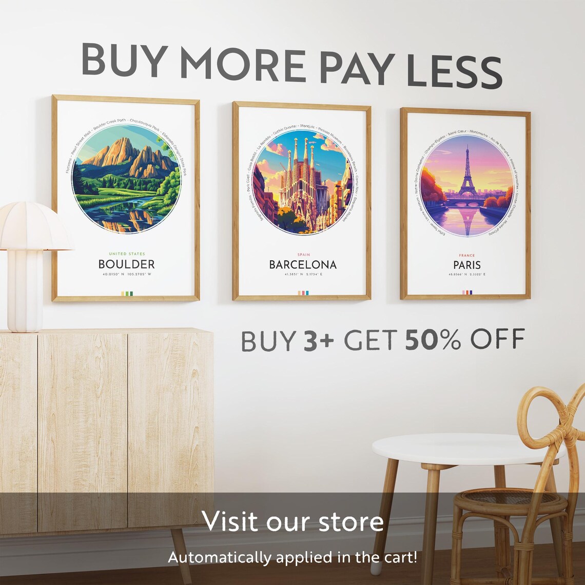 Boulder Colorado Flatirons Mountain Creek Scenic Travel Poster - Image 3