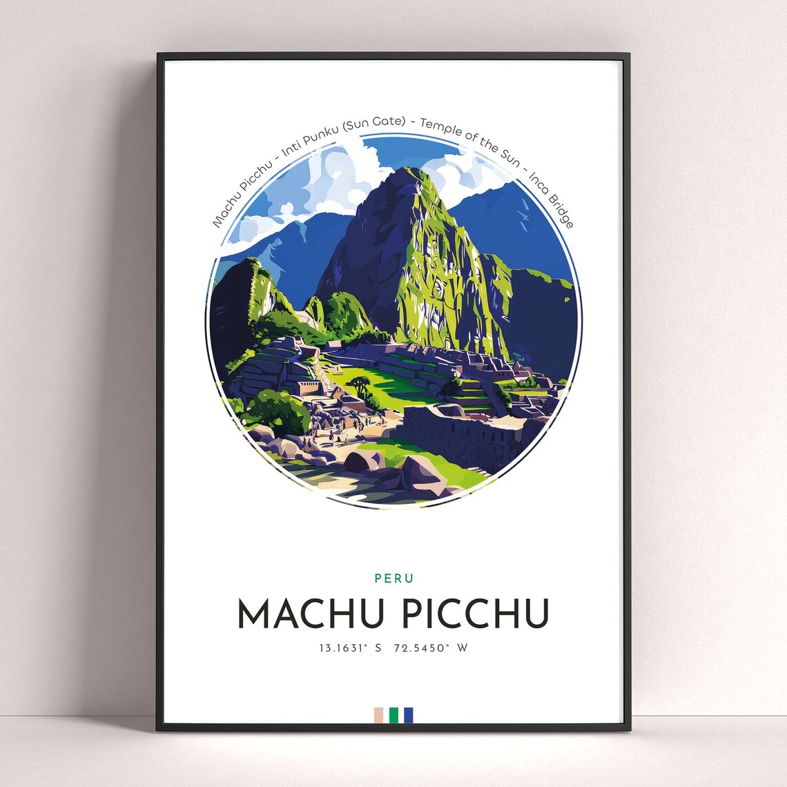 Machu Picchu Peru Sun Gate Inca Ruins Mountain Travel Poster