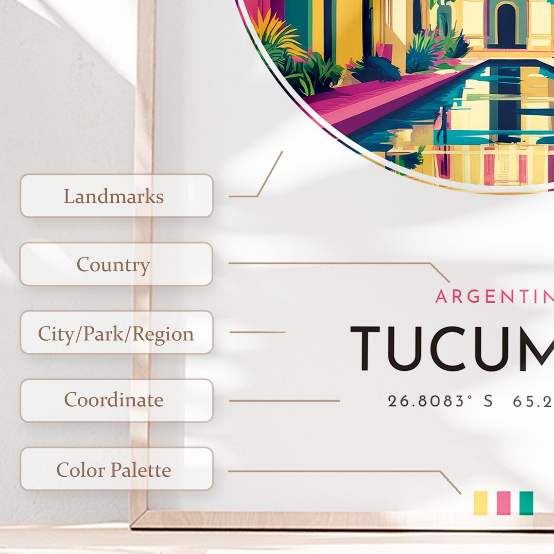 Tucuman Argentina Colonial Cathedral Tower Street Vintage Travel Poster - Image 2