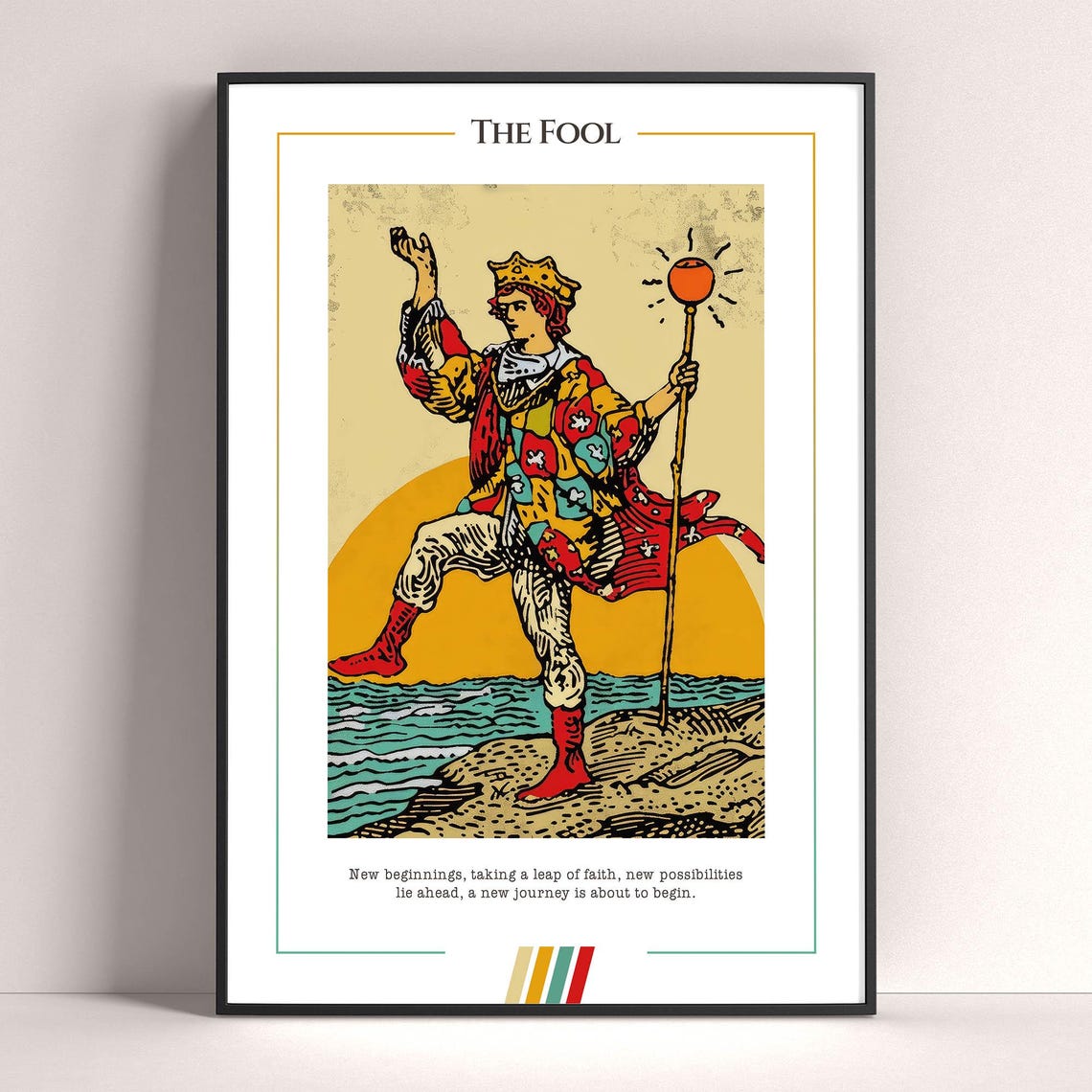 The Fool Tarot Card New Beginnings Vintage Illustration Poster