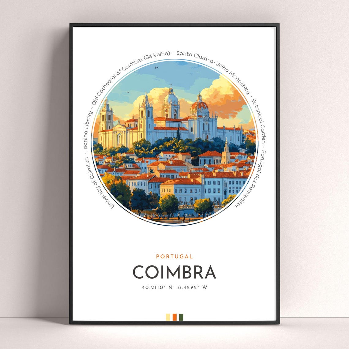 Coimbra Portugal University Cathedral Riverside View Travel Poster