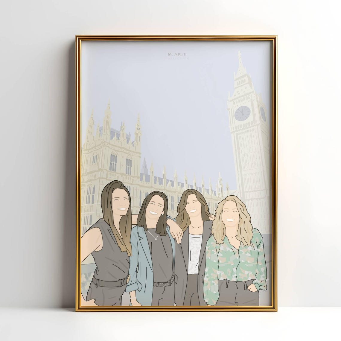 London Tower Bridge Family Group Custom Portrait Illustration Poster - Image 3