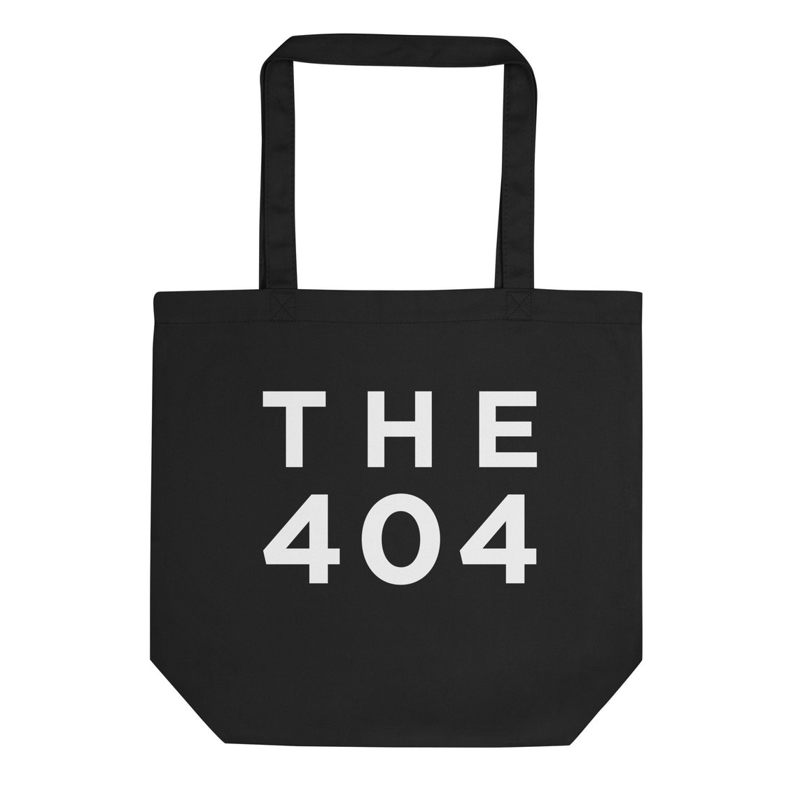 The 404 Atlanta Area Code Bold Graphic Print Black Tote Bag Mockup - Image 4