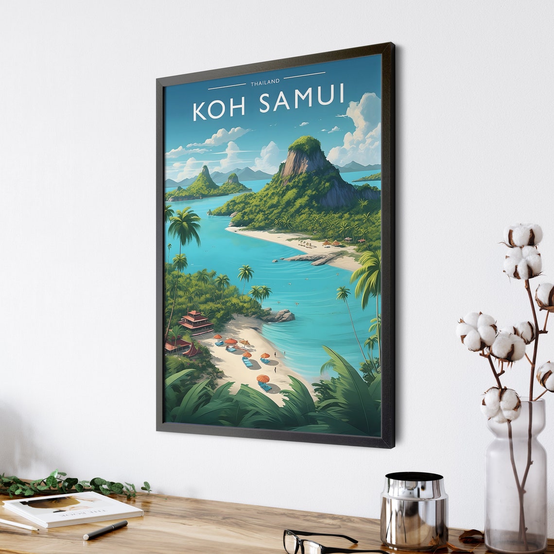 Koh Samui Thailand Tropical Beach Palm Trees Island Travel Poster - Image 4