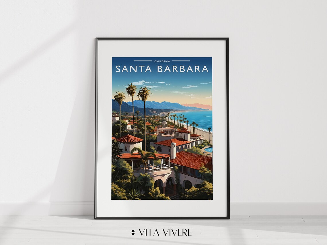 Santa Barbara Travel Poster, California Artwork - Image 2