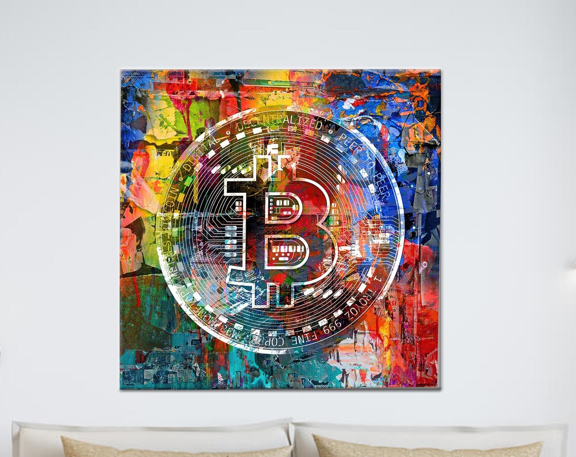 Colorful Bitcoin Abstract Graffiti Style Crypto Coin Wall Poster