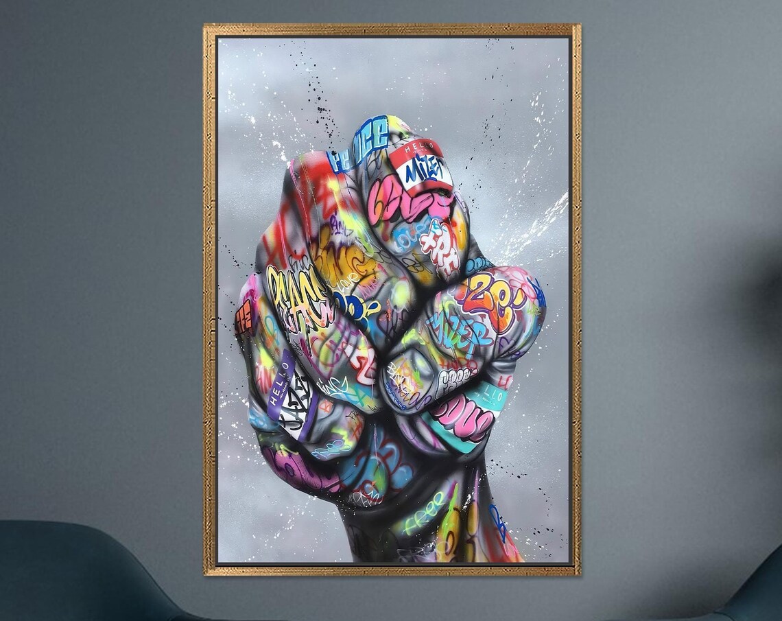 Graffiti Fist Colorful Spray Paint Street Art Urban Pop Canvas Print