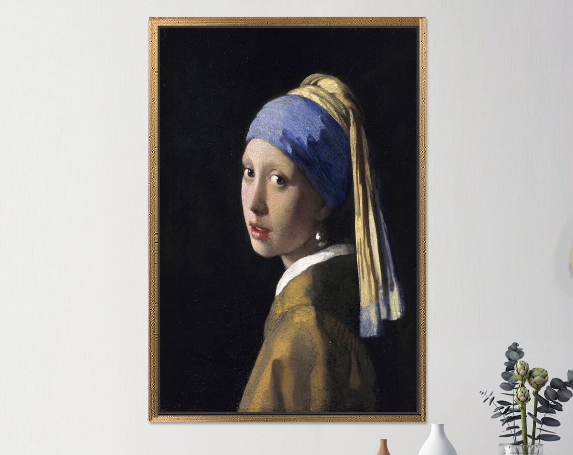 Girl with a Pearl Earring Vermeer Classic Portrait Masterpiece Poster