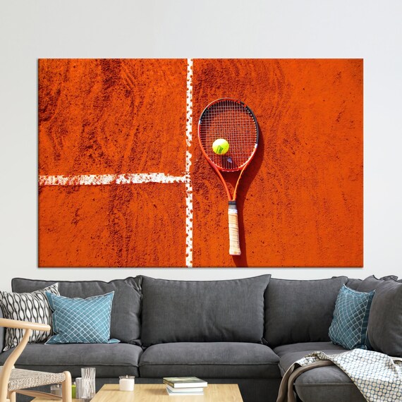 Tennis Racket Clay Court Orange Overhead Sports Photo Poster