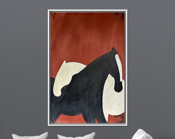 Abstract Horse Couple Canvas Wall Art Modern Home Decor