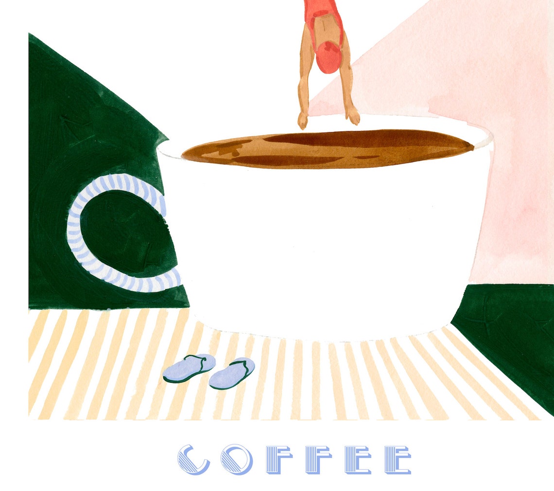 Sabina Fenn Coffee Cartwheel Retro Swimmer Art Deco Kitchen Wall Art - Image 2