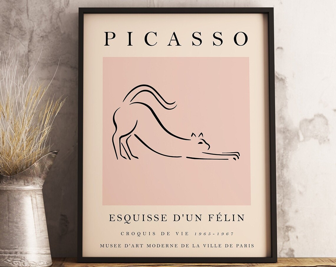 Picasso Exhibition Poster, Vintage Minimalist Cat Print - Image 3