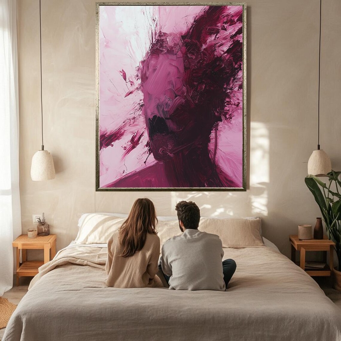 Magenta Pink Abstract Impasto Texture Bold Modern Art Poster - Image 2