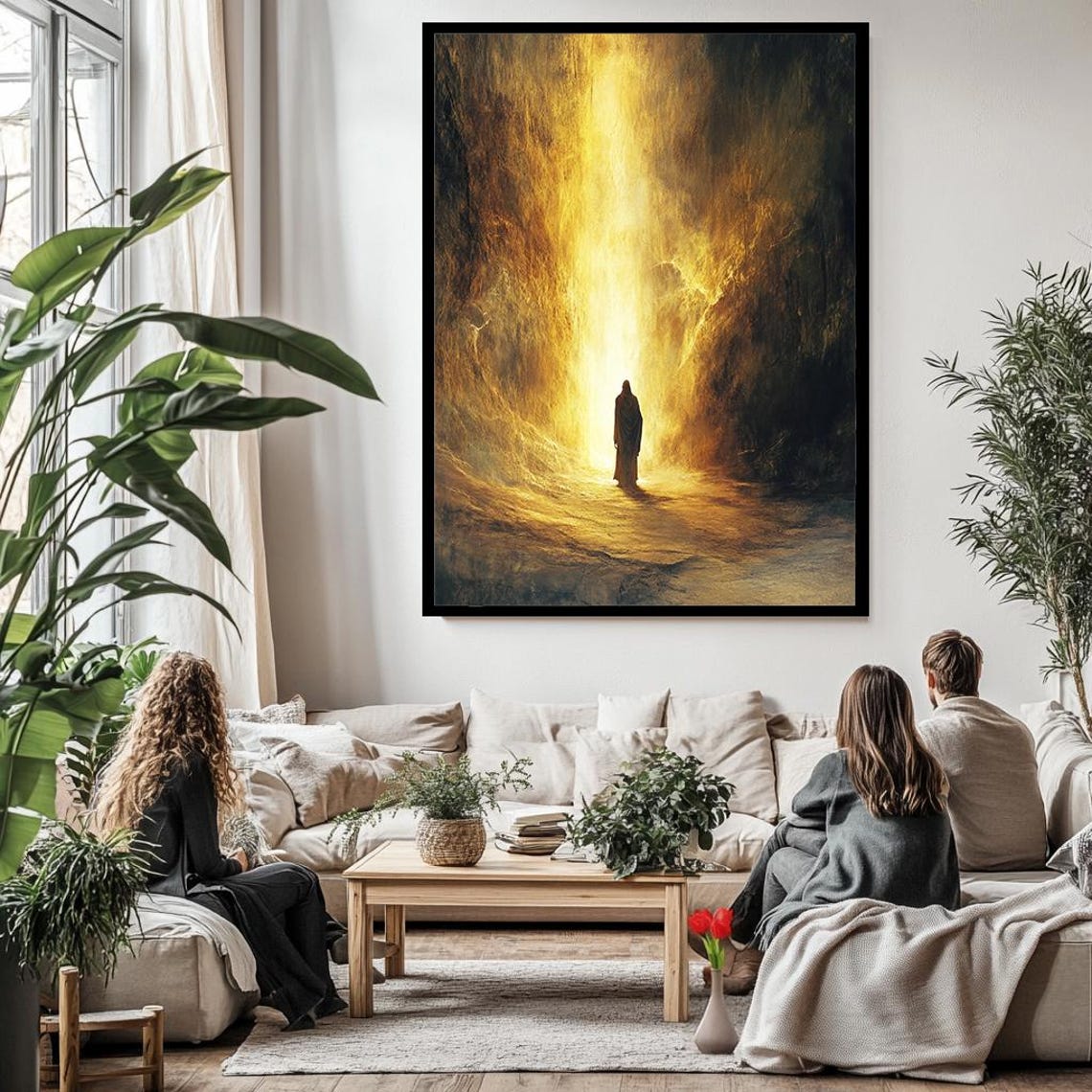 Jesus Walking Toward Heavenly Light In Dark Cave Resurrection Poster - Image 3