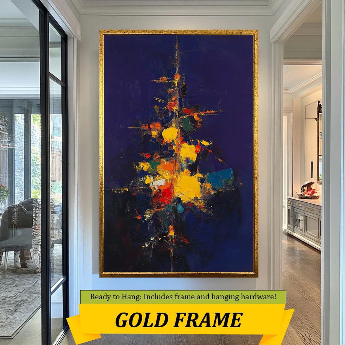 Bold Abstract Color Burst Explosion On Deep Blue Modern Art Poster - Image 5