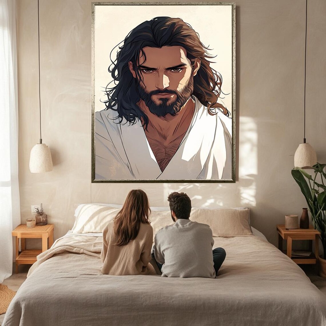 Jesus Christ Powerful Minimalist Portrait Modern Spiritual Art Poster - Image 2